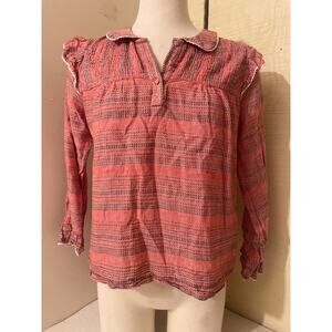 dRA Los Angeles Women's Size Small Puff Sleeve Blouse Buttons Long Sleeve Cotton